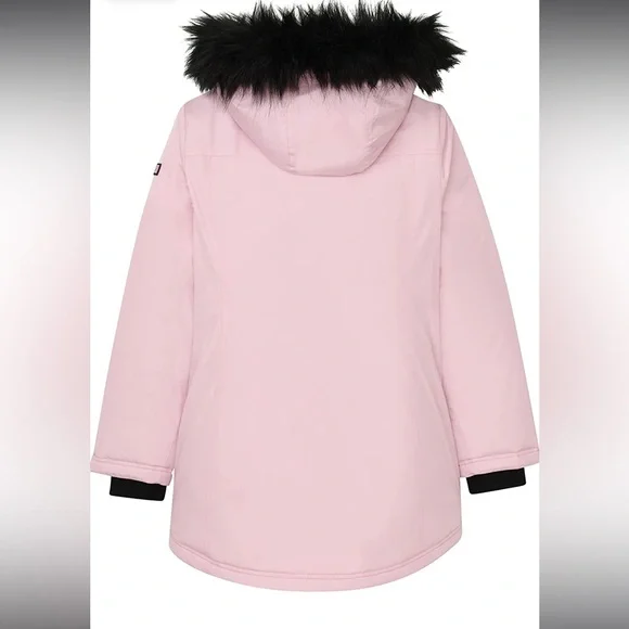 Juicy Couture Girls Pink Puffer Jacket Coat Parka with Fur Hoodie - 10/12 (M) - Picture 2 of 8
